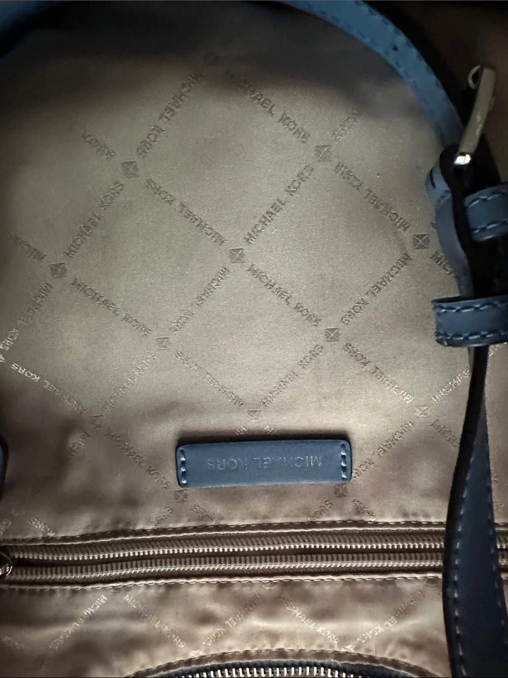 Michael Kors Slate Blue Pebbled Leather Hobo with Silver Logo Charm